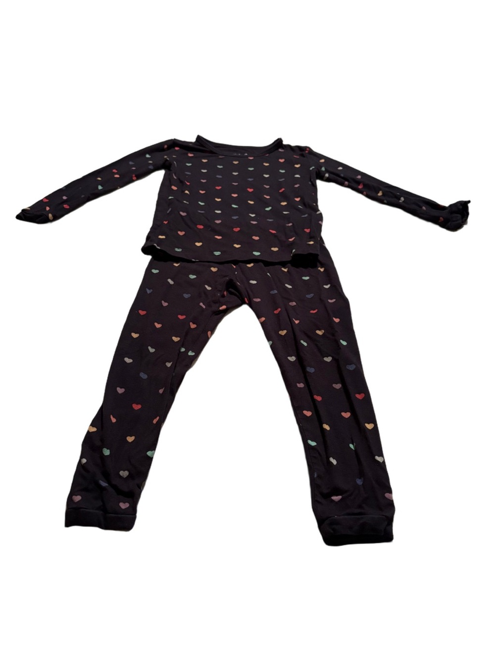 Kyte Baby 2 Piece Pyjama Set Black with Multicolour Hearts Size 3T